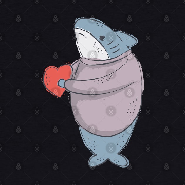 Shark Valentine's Day Heart Hand Draw by Saymen Design